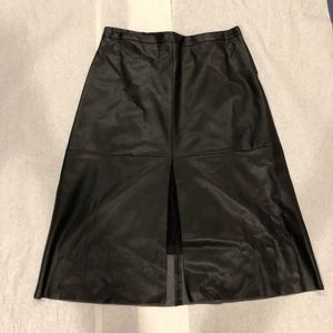 Faux Leather Skirt with Lace Window